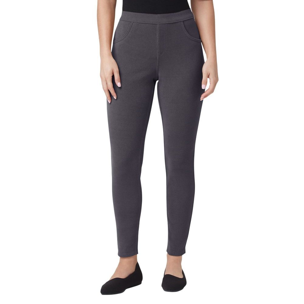 HUE Women's Soft Twill Jean Style Leggings Charcoal XL NWT